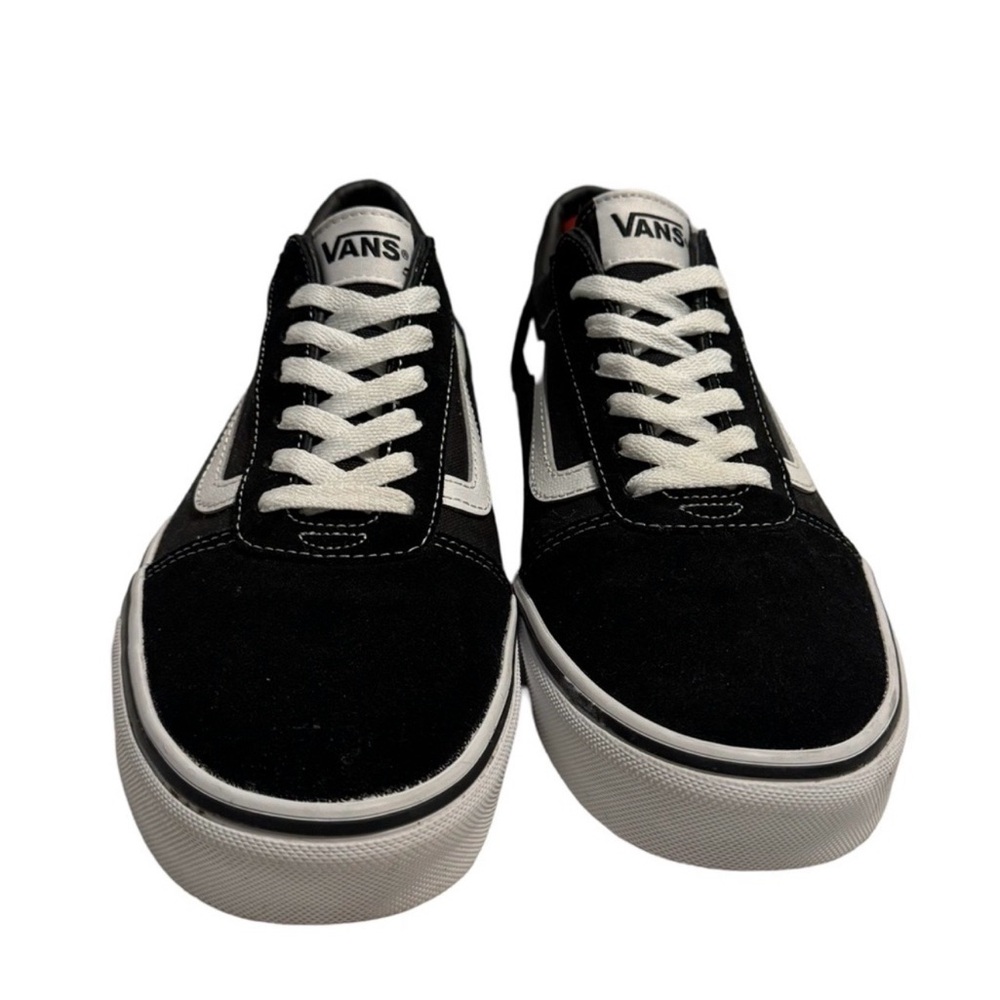 Vans Black & White Low-Top Sneakers with Side Stripe